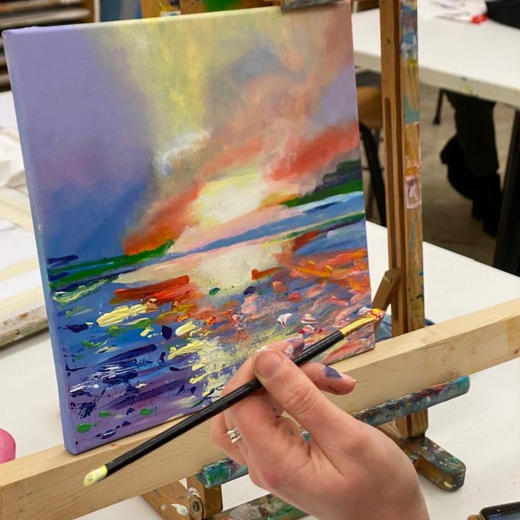 Impressie schilderles bij GouwePalet